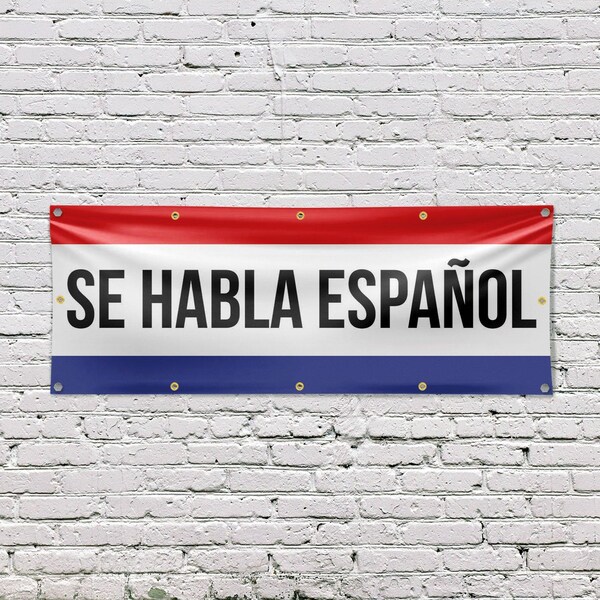 Signmission Se Habla Espanol, 48 Inch x 120 Inch, Vinyl Banner - B-120-30849