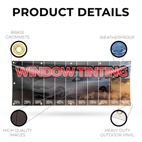 Signmission Window Tinting Percentage, 48 Inch x 120 Inch, Vinyl Banner - B-120-30947