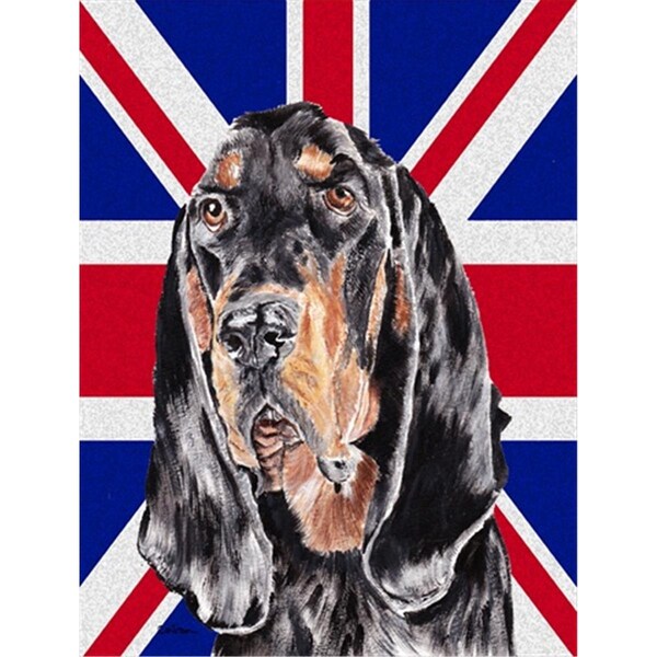 Patioplus Black And Tan Coonhound With Engish Union Jack British Flag Flag Garden Size - PA247748