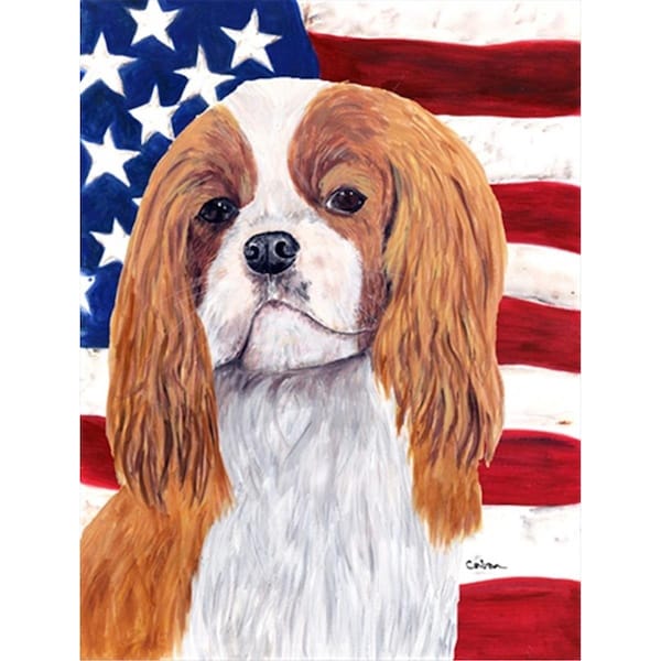 Patioplus 11 x 15 In. Usa American Flag With Cavalier Spaniel Flag; Garden Size - PA245719