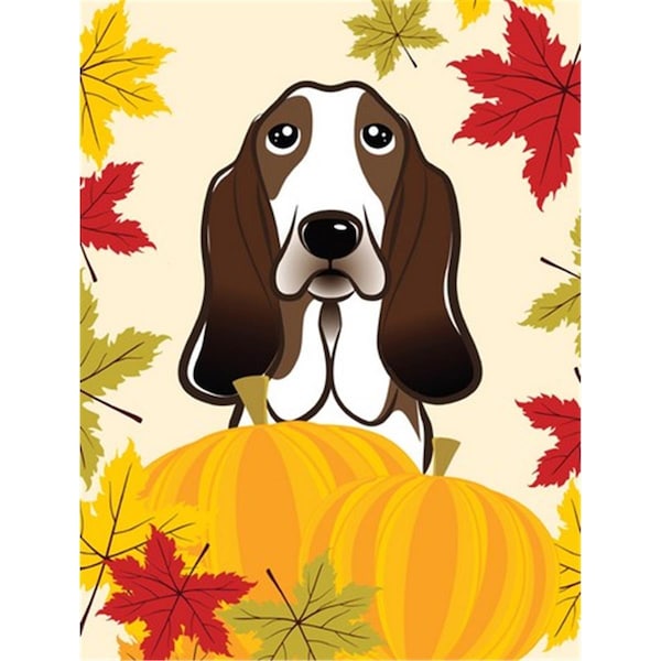 Patioplus Basset Hound Thanksgiving Canvas House Flag - PA2557716