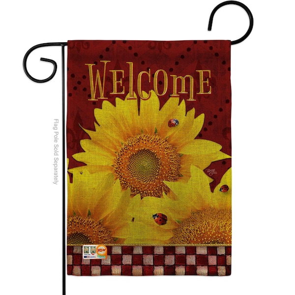 Gardencontrol 13 x 18.5 in. Golden Sunflowers Burlap Spring Floral Impressions  Vertical Double Sided Garden Flag - GA1486151