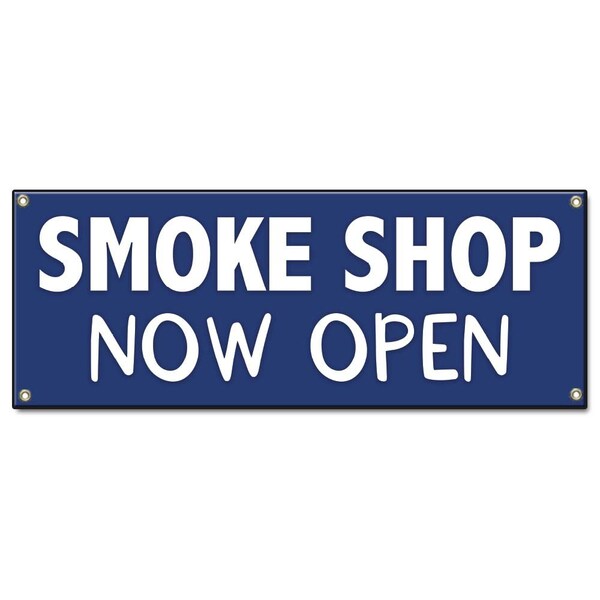 Signmission Smoke Shop Now Open, 18 Inch x 48 Inch, Banner - B-30156