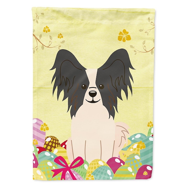 Carolines Treasures Easter Eggs Papillon Black White Flag Canvas House Size - BB6076CHF