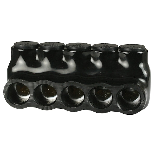 Conector de Empalme Multitapas de un Solo Lado de 5 Cables, 14 - 1/0 AWG, 600 V, Negro - AICS1-0-5