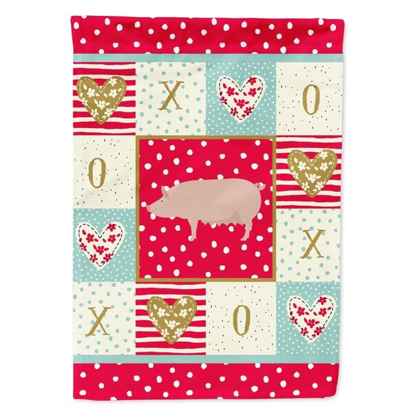 Carolines Treasures 28 x 0.01 x 40 in. English Large White Pig Love Flag Canvas House Size - CK5365CHF