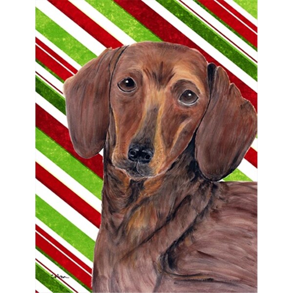 Patioplus Dachshund Candy Cane Holiday Christmas Flag - Garden Size, 11 x 15 in. - PA246506