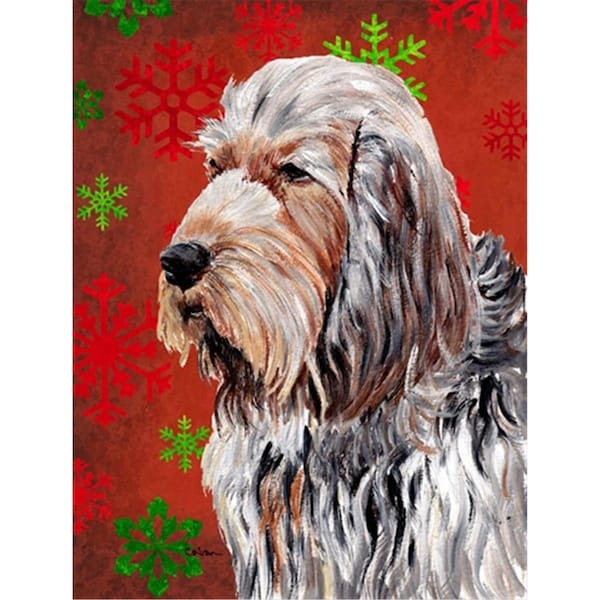 Carolines Treasures Otterhound Red Snowflakes Holiday Flag Canvas House Size - SC9756CHF