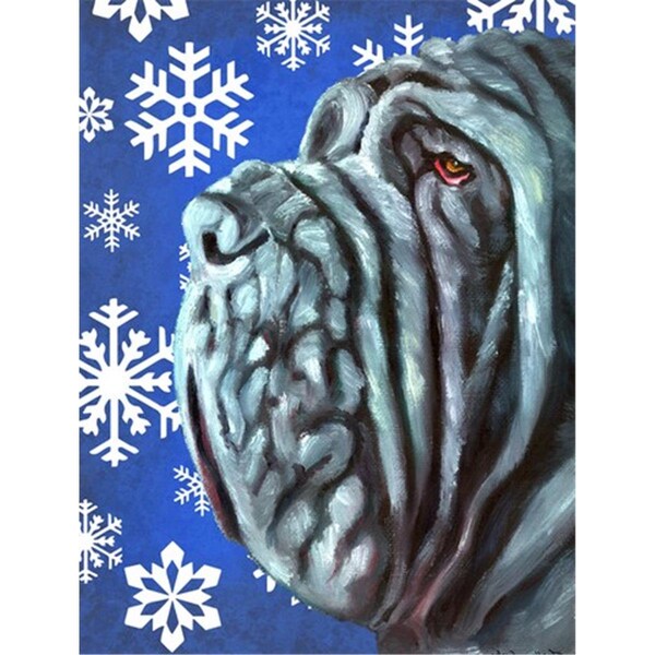 Carolines Treasures Neapolitan Mastiff Winter Snowflakes Holiday Flag Canvas House Size - LH9582CHF