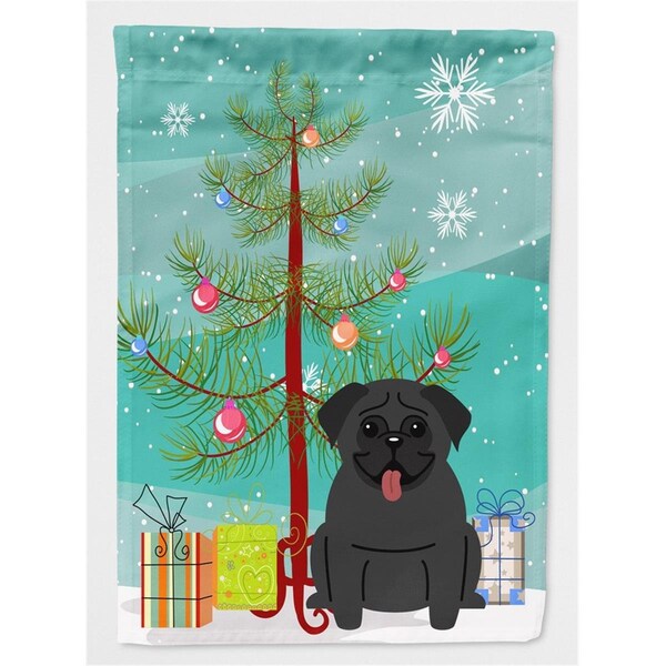 Patioplus Merry Christmas Tree Pug Black Flag Canvas House Size - PA2550170