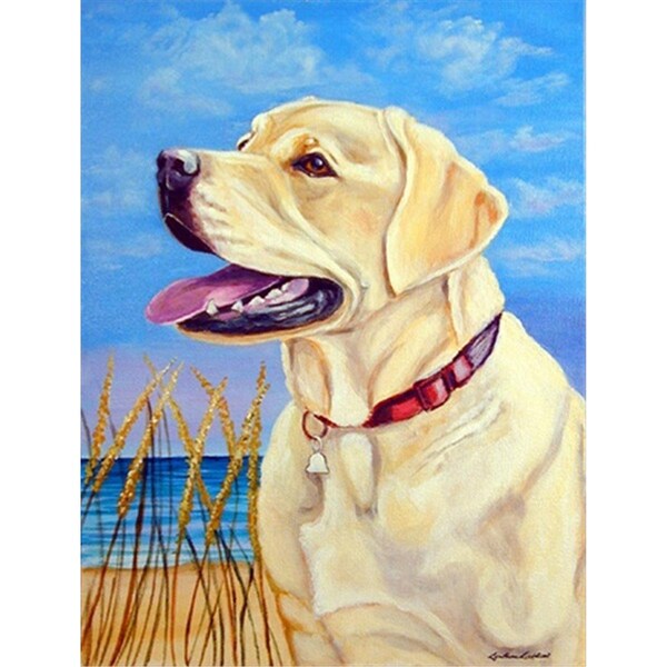 Patioplus 11 x 15 in. Yellow Labrador at the Beach Garden Size Flag - PA892895