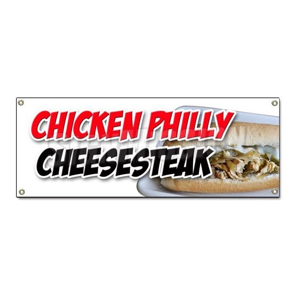 Signmission CHICKEN PHILLY CHEESESTEAK BANNER SIGN philadelphia sandwich steak hot - B-CHICKEN PHILLY CHEESESTK