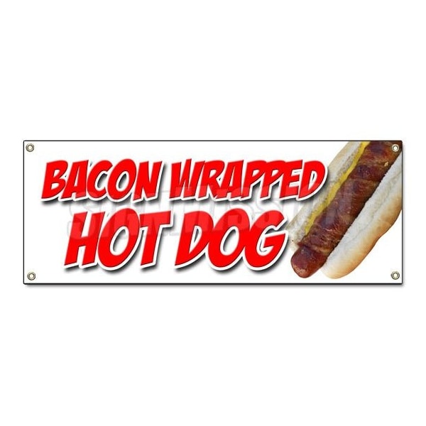 Signmission BACON WRAPPED HOT DOG BANNER SIGN texas tommy cheese deep fried stick - B-BACON WRAPPED HOT DOG