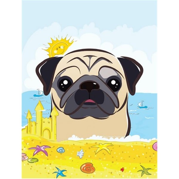 Patioplus Fawn Pug Summer Beach Canvas House Flag - PA2557730