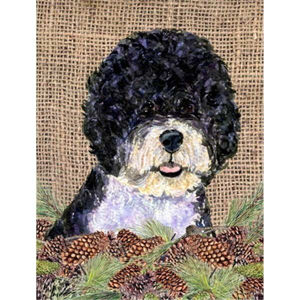 Carolines Treasures 28 x 40 in. Portuguese Water Dog House Size Canvas Flag - SS4081CHF