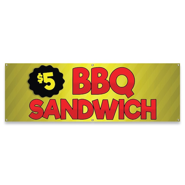 Signmission $5 Burger Banner Concession Stand Food Truck Single Sided - B-72-30002