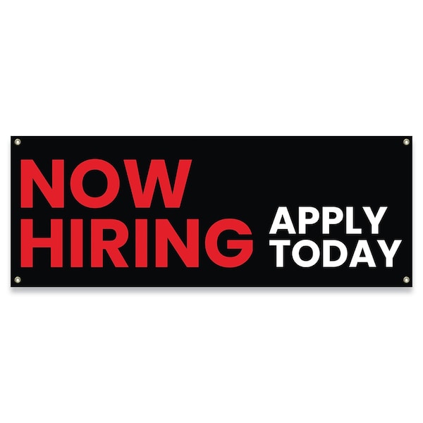 Signmission Now Hiring Apply Today Banner Concession Stand Food Truck Single Sided - B-30109