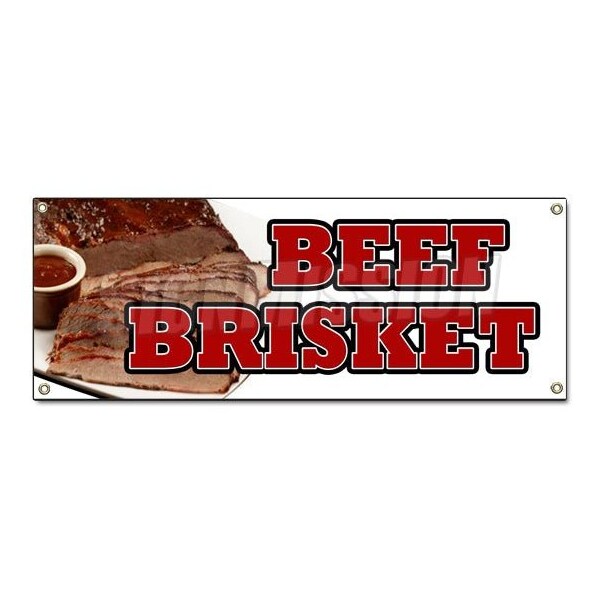 Signmission BEEF BRISKET BANNER SIGN slow cooked bar b que texas smoked sandwich - B-BEEF BRISKET