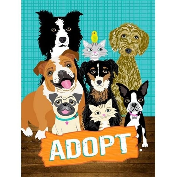 Carolines Treasures Carolines Treasures VHA3007CHF Adopt Pets Adoption Flag Canvas House Size - VHA3007CHF