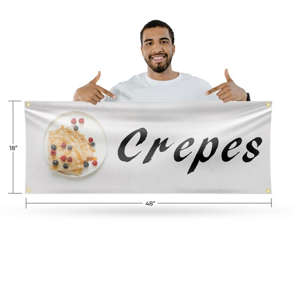 Signmission Crepes, 18 Inch x 48 Inch, Vinyl Banner - B-30534