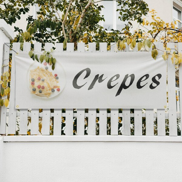 Signmission Crepes, 18 Inch x 48 Inch, Vinyl Banner - B-30534