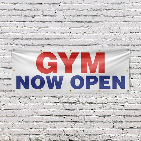 Signmission Gym Now Open, 48 Inch x 120 Inch, Vinyl Banner - B-120-30684
