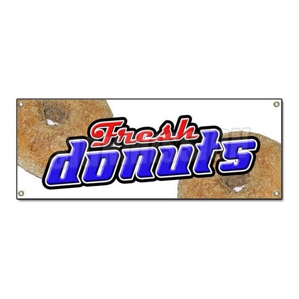 Signmission DONUTS BANNER SIGN donut fried dough signs fresh made glazed sugar doughnut - B-DONUTS