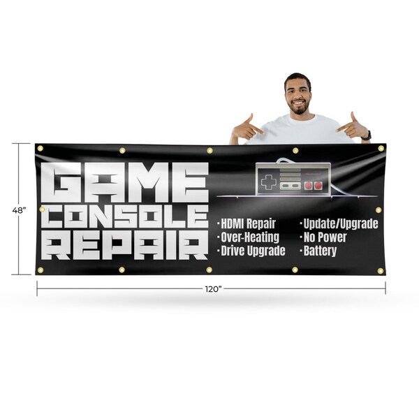 Signmission Game Console Repair, 48 Inch x 120 Inch, Vinyl Banner - B-120-30668