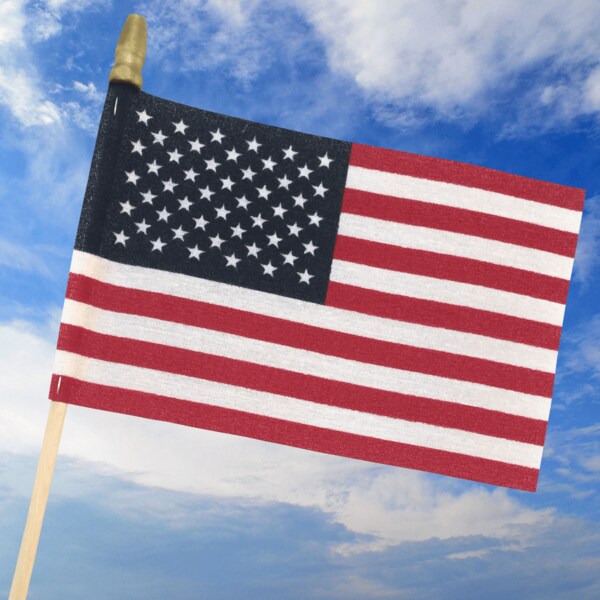 Global Flags Unlimited American Cotton Stick Flag with Spear 4"x6" - 205712