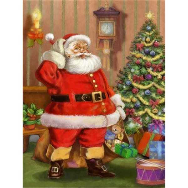 Patioplus Christmas Santa by the Tree Flag Canvas House Size - PA714652