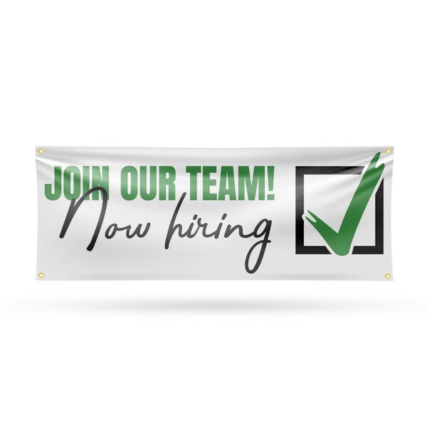 Signmission Join Our Team Now Hiring, 18 Inch x 48 Inch, Vinyl Banner - B-30713