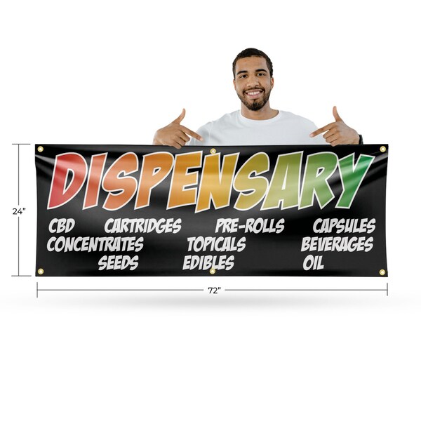 Signmission Dispensary CBD Pre Rolls Edibles, 24 Inch x 72 Inch, Vinyl Banner - B-72-30547