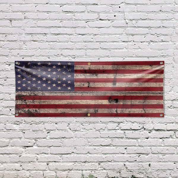 Signmission Rusty American Flag, 24 Inch x 72 Inch, Vinyl Banner - B-72-30841