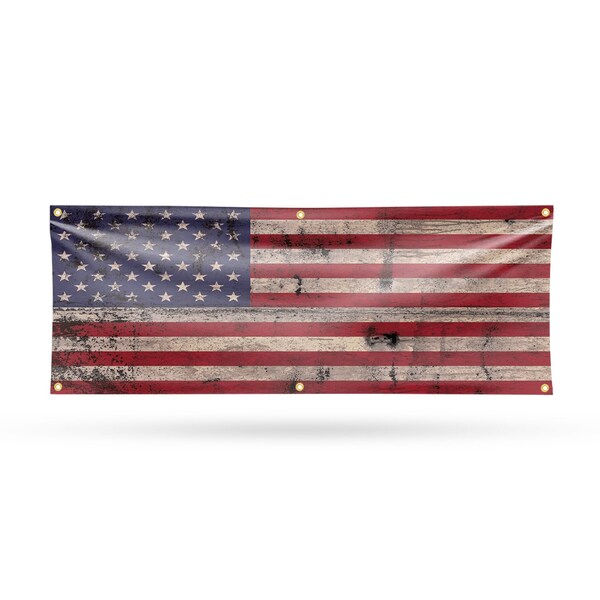 Signmission Rusty American Flag, 24 Inch x 72 Inch, Vinyl Banner - B-72-30841