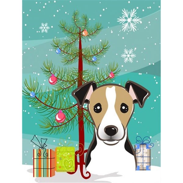 Patioplus Christmas Tree And Jack Russell Terrier Flag Garden Size - PA720158