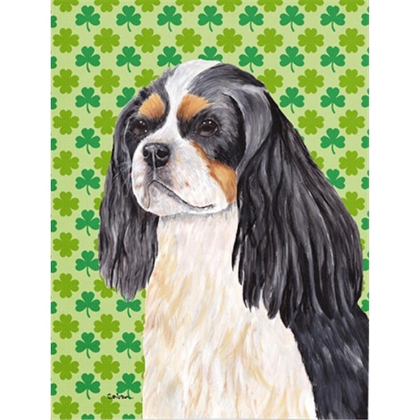 Patioplus 15 x 15 In. Cavalier Spaniel St. Patricks Day Shamrock Portrait Flag, Garden Size - PA55231