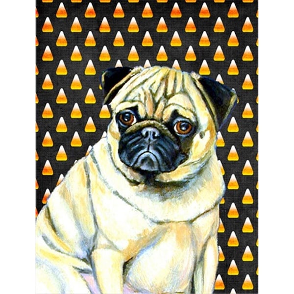 Patioplus 11 x 15 in. Pug Candy Corn Halloween Portrait Garden Size Flag - PA246737