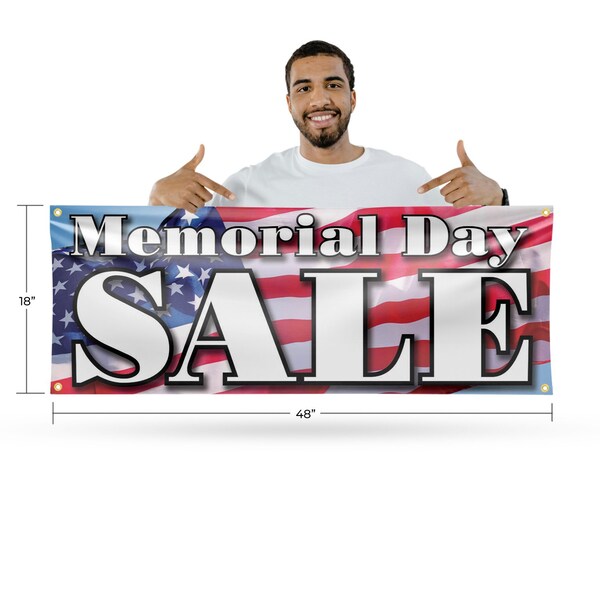Signmission Memorial Day Sale, 18 Inch x 48 Inch, Vinyl Banner - B-30736