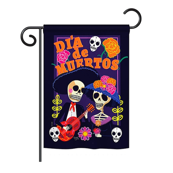 Gardencontrol 13 x 18.5 in. Seasonal Halloween Impressions  Vertical Garden Flag - Dia De Muertos Couple Fall - GA3468608