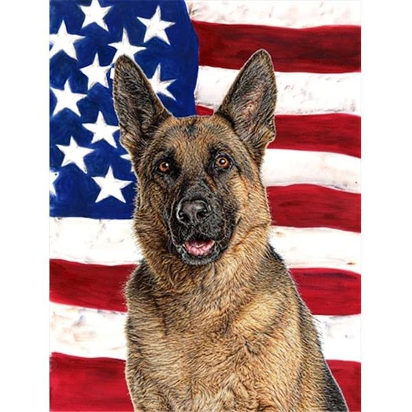 Carolines Treasures Carolines Treasures KJ1159GF USA American Flag with German Shepherd Flag Garden Size - KJ1159GF