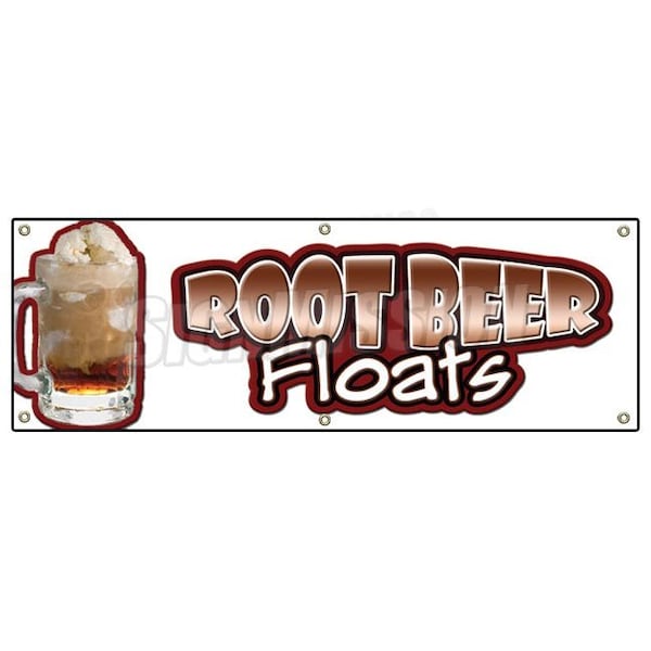 Signmission ROOT BEER FLOATS BANNER SIGN rootbeer float mug ice cream soda sundae cone - B-72 ROOT BEER FLOATS