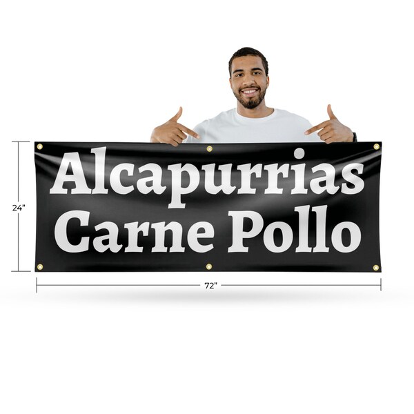 Signmission Alcapurrias Carne Pollo, 24 Inch x 72 Inch, Vinyl Banner - B-72-30457