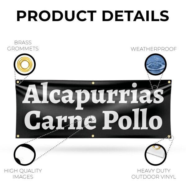 Signmission Alcapurrias Carne Pollo, 24 Inch x 72 Inch, Vinyl Banner - B-72-30457