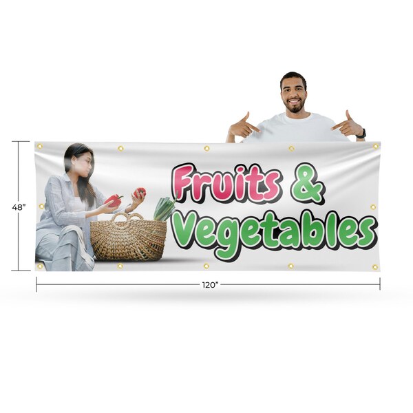 Signmission Fruits and Vegetables, 48 Inch x 120 Inch, Vinyl Banner - B-120-30665