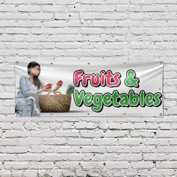 Signmission Fruits and Vegetables, 48 Inch x 120 Inch, Vinyl Banner - B-120-30665
