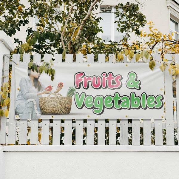Signmission Fruits and Vegetables, 48 Inch x 120 Inch, Vinyl Banner - B-120-30665
