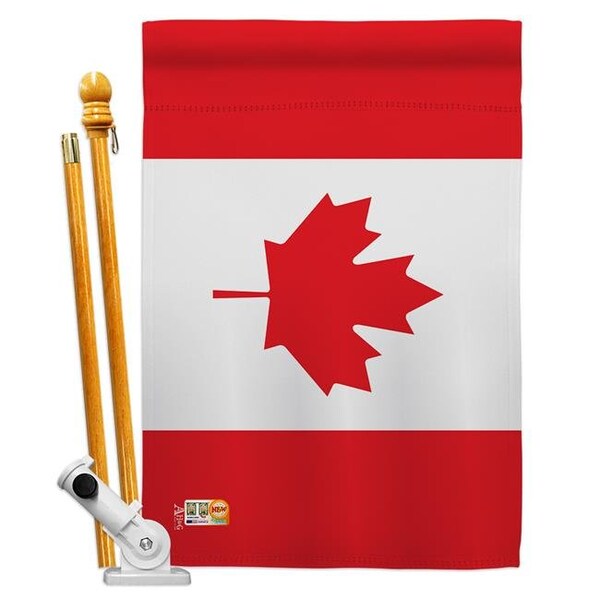 Americana Home & Garden Americana Home & Garden AA-CY-HS-140046-IP-BO-D-US18-AG 28 x 40 in. Canada Flags of the World Nationality Impressions Decorative Vertical Double Sided House Flag Set & Pole Bracket Hardware Flag Set - HS140046-BO