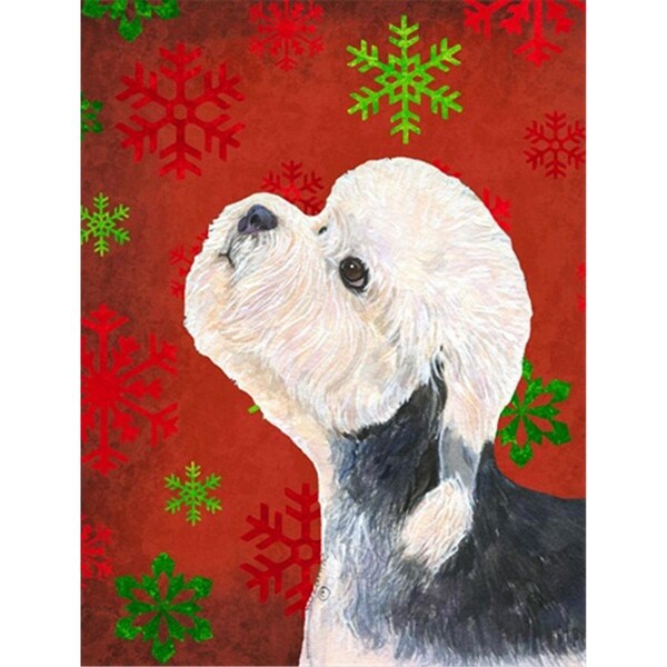 Patioplus Dandie Dinmont Terrier Red Green Snowflakes Christmas Flag Garden Size - PA247643