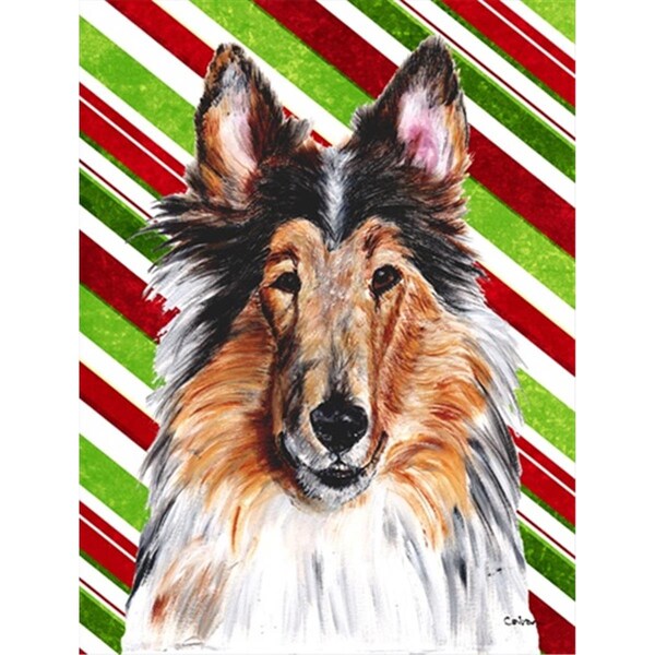 Patioplus Collie Candy Cane Christmas Flag Garden Size - PA248718