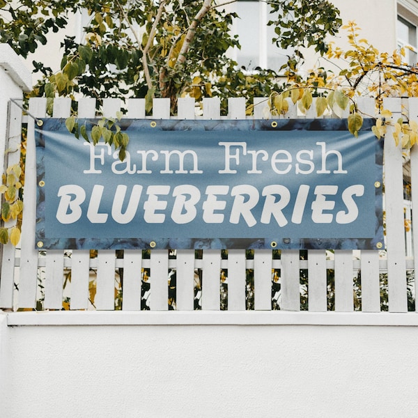 Signmission Farm Fresh Blueberries, 36 Inch x 96 Inch, Vinyl Banner - B-96-30580